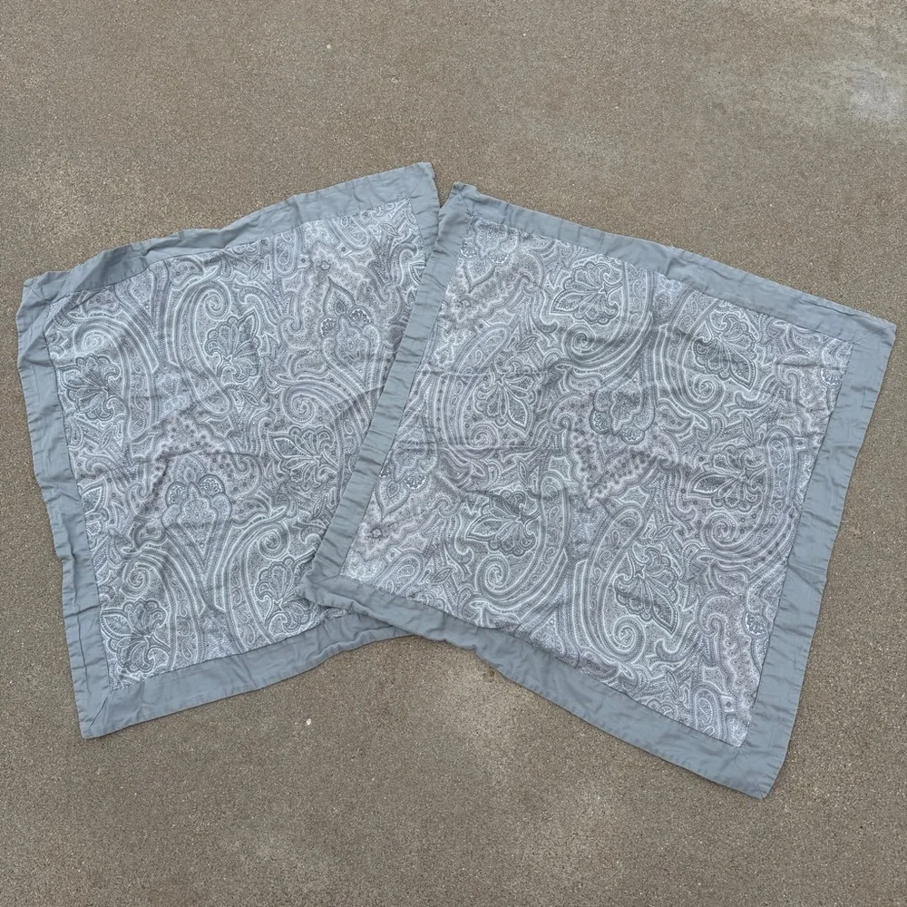 Restoration Hardware Blue Paisley European Cotton Pillow Shams (2)